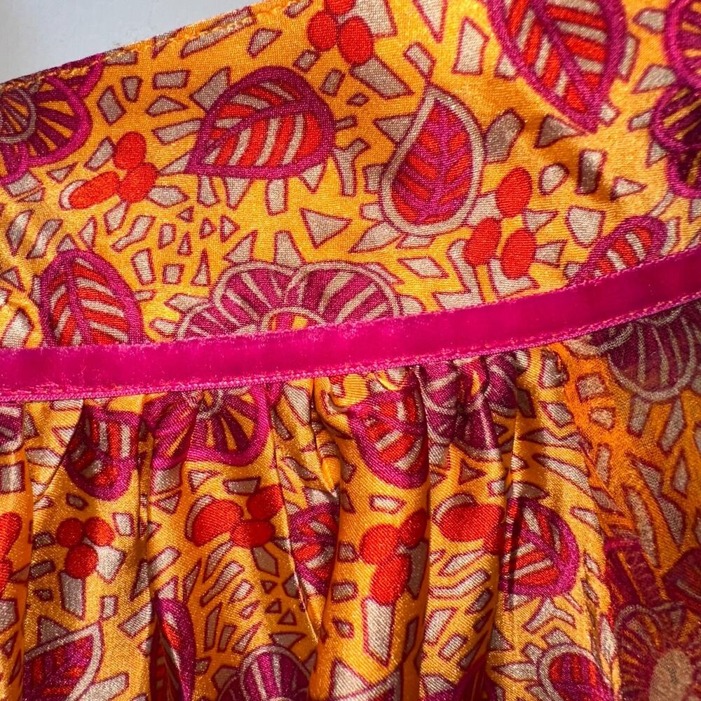 Lolita‎ Jaca St Barth Top Womens Small Silk Long Sleeve Orange/Red Elastic Waist - Picture 5 of 9